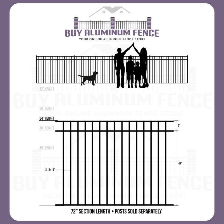 54" Tall Flat Top Bellhaven Panel - Flush Bottom, Standard Picket