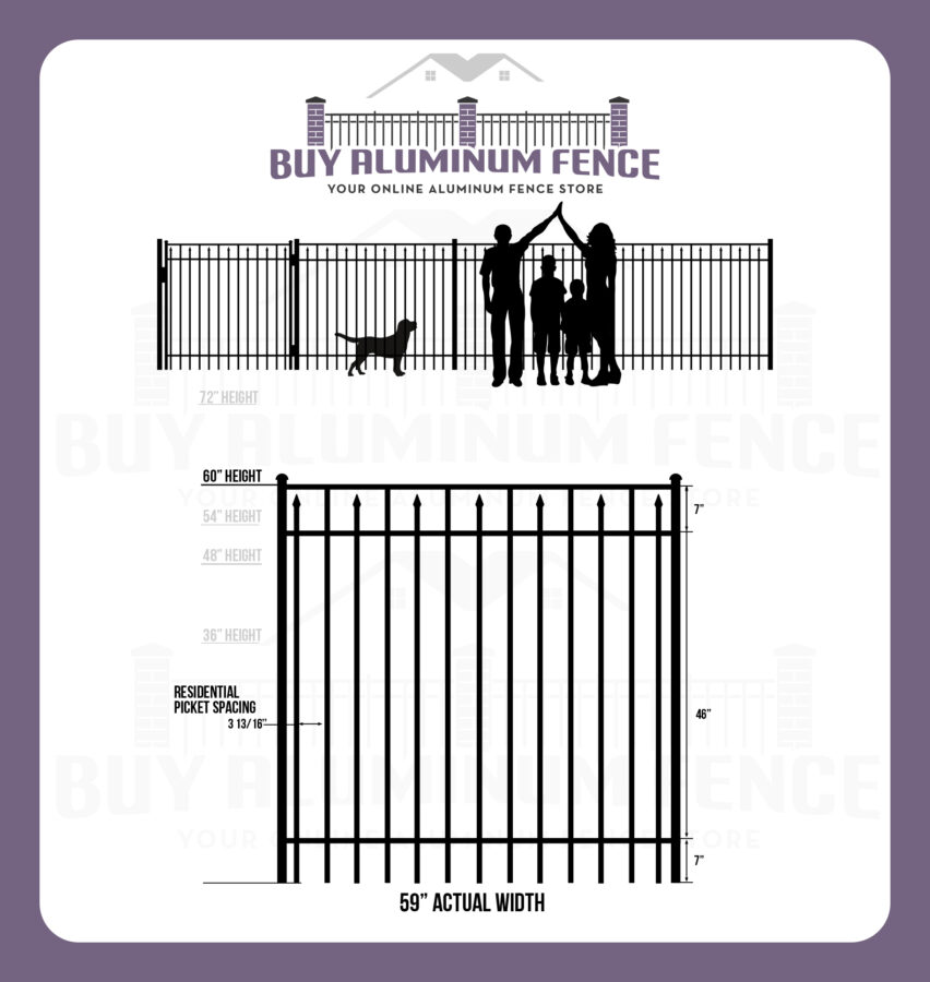 5FT Tall Flat Top with Spears Claremont Fence Walk Gate - 5FT Wide