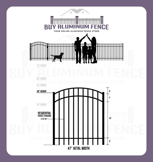 4FT Tall Flat Top Bellhaven Walk Gate ARCHED - 4FT Wide