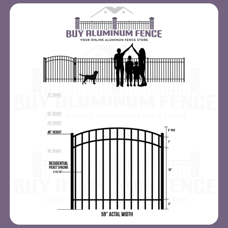 4FT Tall Flat Top Bellhaven Walk Gate ARCHED - 5FT Wide