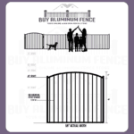 4FT Tall 2 Rail Flat Top Elon Walk Gate ARCHED - 5FT Wide