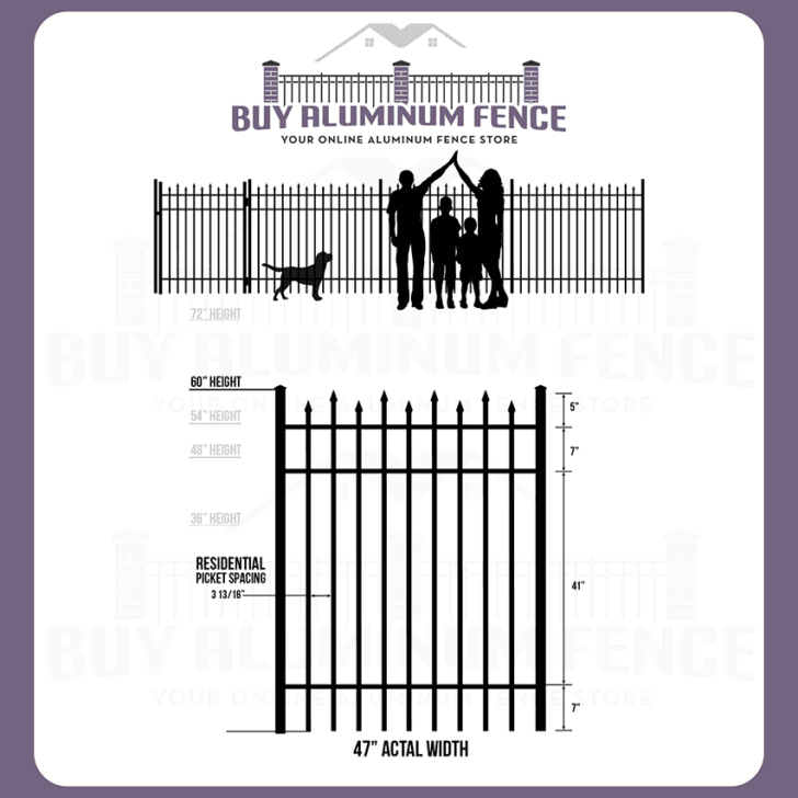 5FT Tall Staggered Spear Drexel Walk Gate - 4FT Wide