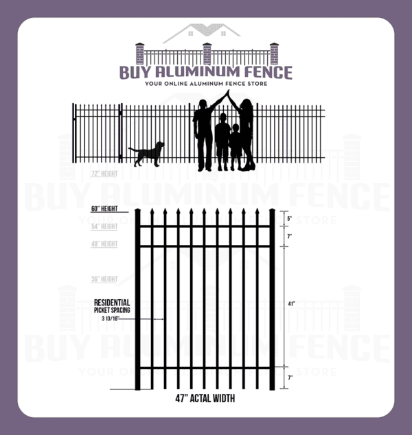 5FT Tall Spear Top Asheville Walk Gate - 4FT Wide