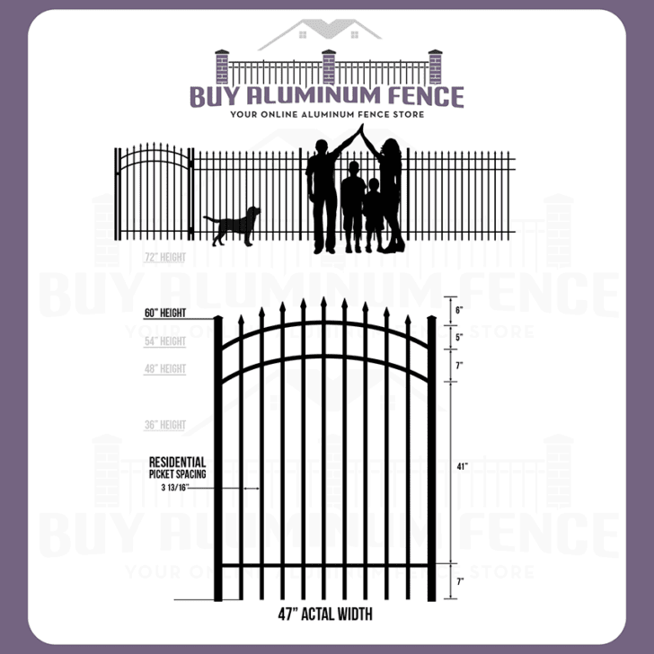 5FT Tall Spear Top Asheville Walk Gate ARCHED - 4FT Wide - Buy Aluminum ...