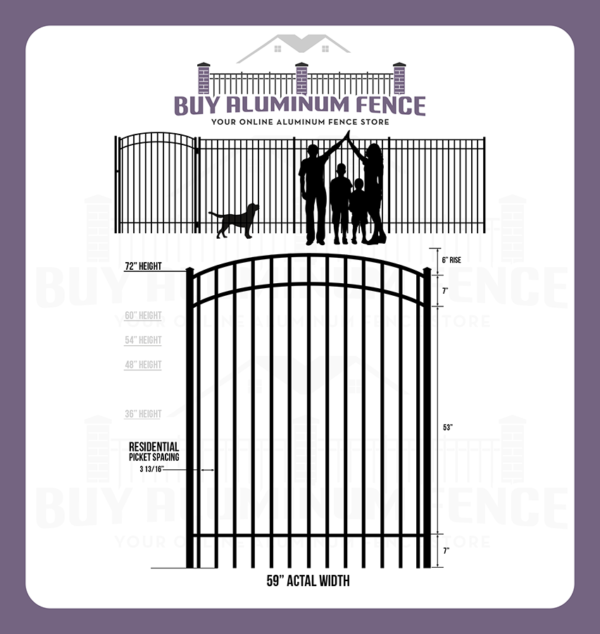 6FT Tall Flat Top Bellhaven Walk Gate ARCHED - 5FT Wide